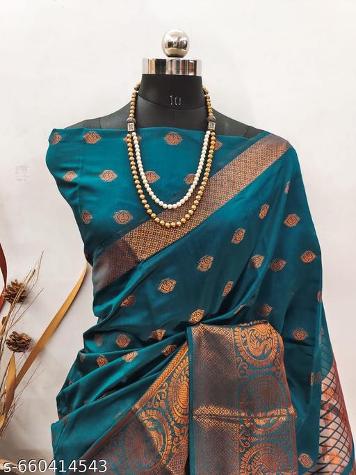 LITCHI SILK Women's Soft Paithani Silk Zari Woven Saree With Unstitched Blouse Piece  - amamestyle