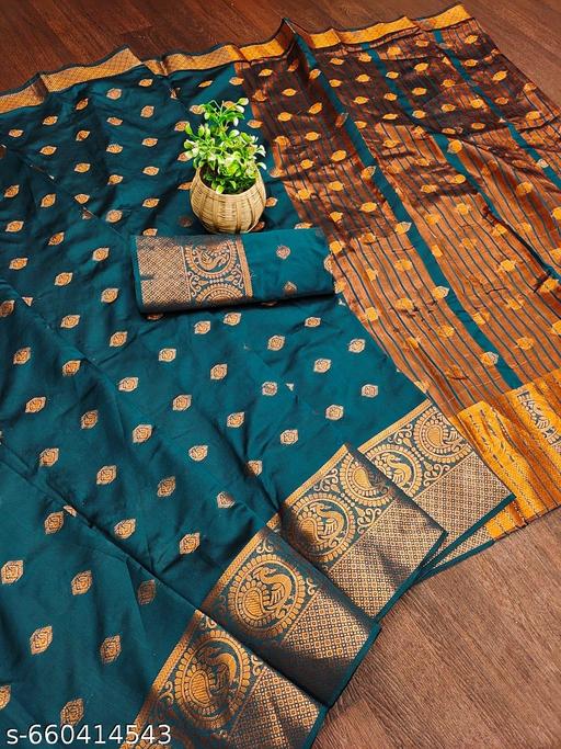 LITCHI SILK Women's Soft Paithani Silk Zari Woven Saree With Unstitched Blouse Piece  - amamestyle