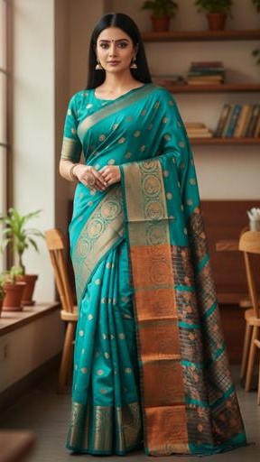 LITCHI SILK Women's Soft Paithani Silk Zari Woven Saree With Unstitched Blouse Piece 
