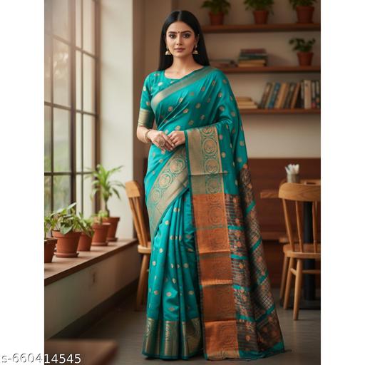 LITCHI SILK Women's Soft Paithani Silk Zari Woven Saree With Unstitched Blouse Piece  - amamestyle