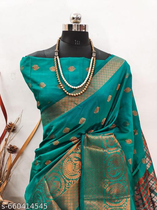 LITCHI SILK Women's Soft Paithani Silk Zari Woven Saree With Unstitched Blouse Piece  - amamestyle