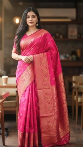 LITCHI SILK Women's Soft Paithani Silk Zari Woven Saree With Unstitched Blouse Piece 