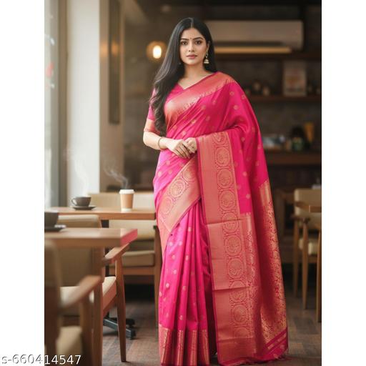 LITCHI SILK Women's Soft Paithani Silk Zari Woven Saree With Unstitched Blouse Piece  - amamestyle