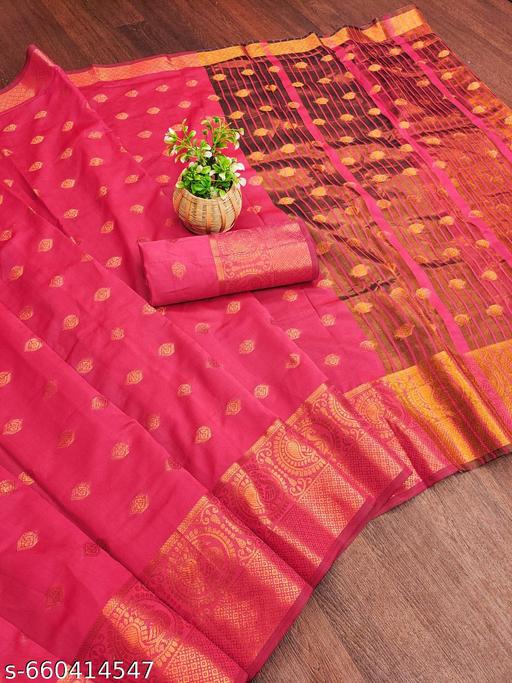 LITCHI SILK Women's Soft Paithani Silk Zari Woven Saree With Unstitched Blouse Piece  - amamestyle