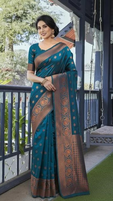 Royal Rich Pallu Banarasi Saree in Dark Blue Shade sarees for women latest design 500