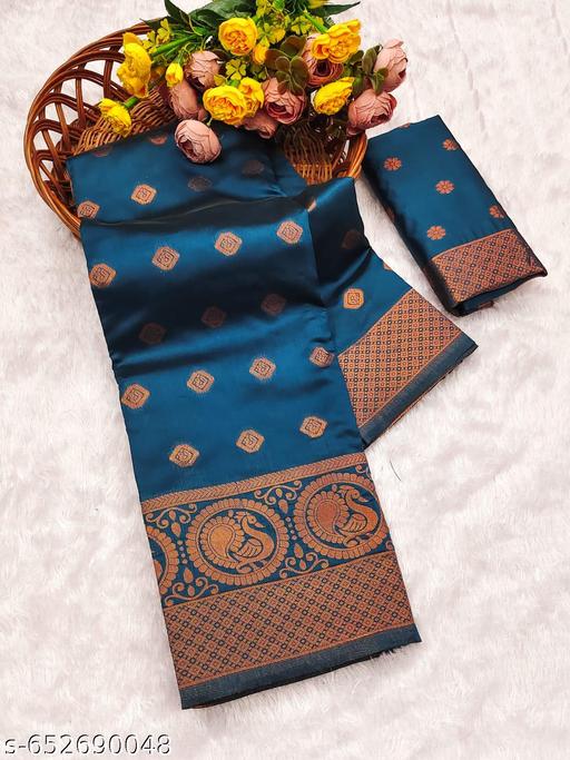 Royal Rich Pallu Banarasi Saree in Dark Blue Shade sarees for women latest design 500 - amamestyle