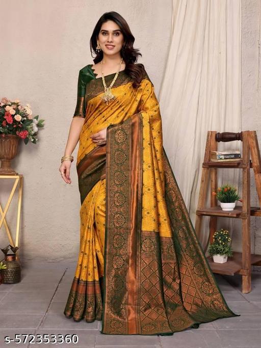 Multi Coloured kanjivaram Silk Saree - amamestyle