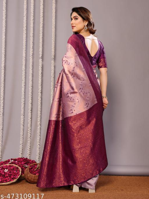 Pure Soft Silk Lightweight Banarasi ( Wine ) Wedding Bridal Wear Designer Ethnic Saree Available At Low Prices - amamestyle