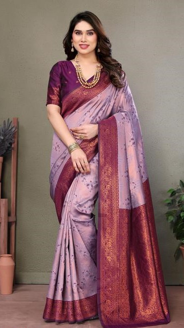 Pure Soft Silk Lightweight Banarasi ( Purple,Wine ) Wedding Bridal Wear Designer Ethnic Saree Available At Low Prices