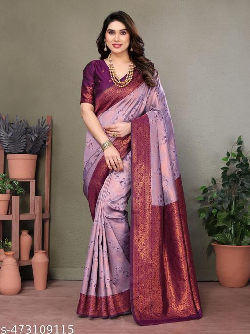 Pure Soft Silk Lightweight Banarasi ( Purple,Wine ) Wedding Bridal Wear Designer Ethnic Saree Available At Low Prices - amamestyle