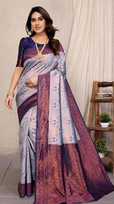 Pure Soft Silk Lightweight Banarasi ( Blue ) Wedding Bridal Wear Designer Ethnic Saree Available At Low Prices