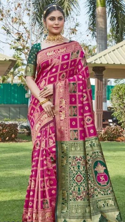 Riddhi Siddhii Creation Woven Kanjivaram Pink soft cotton Saree With Twirling Blouse Piece