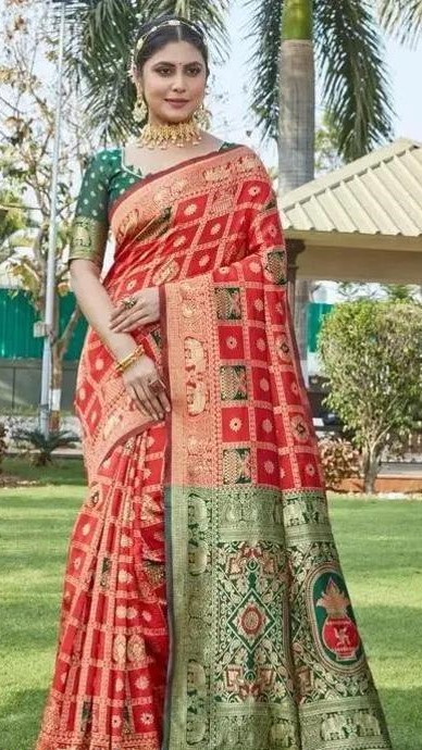 Woven Kanjivaram soft Cotton Saree With Twirling Blouse Piece