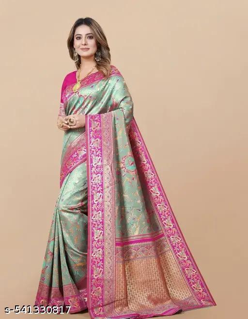 Multi Coloured kanjivaram  Aashtha Silk Saree - amamestyle