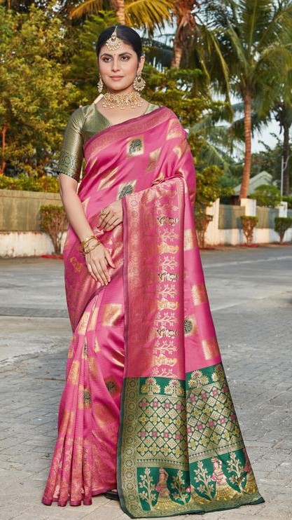 cotton silk jacquard saree with unstitched blouse