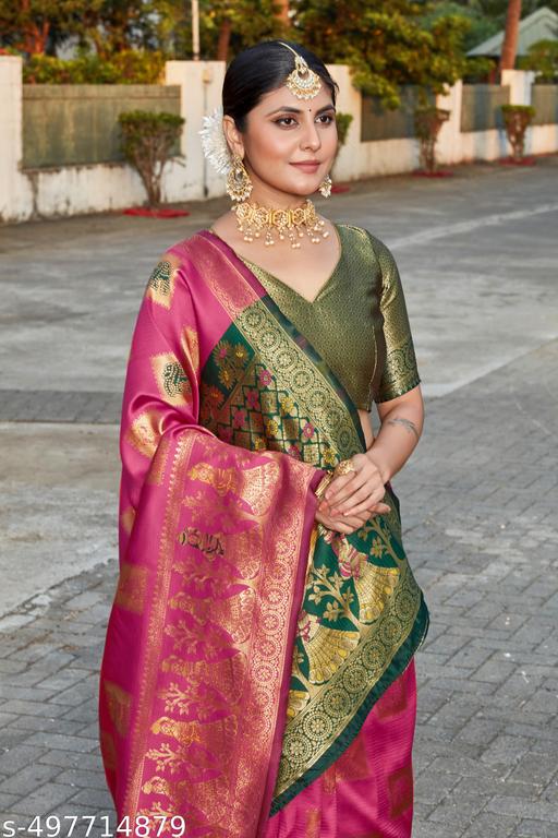 cotton silk jacquard saree with unstitched blouse - amamestyle