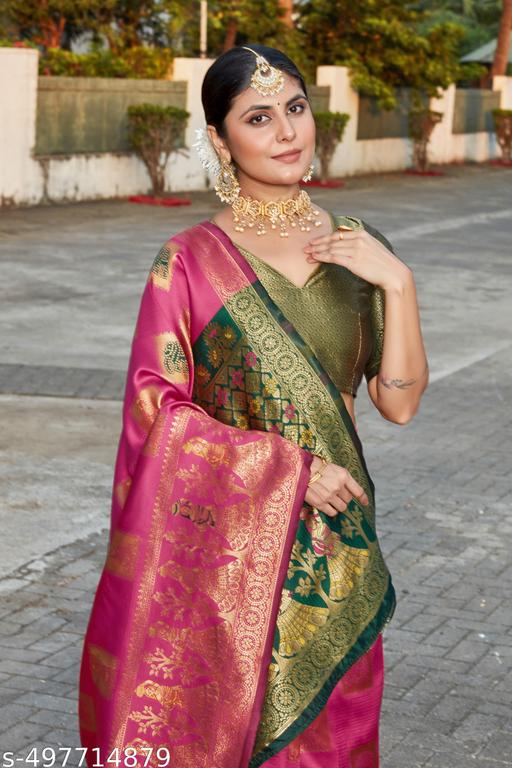 cotton silk jacquard saree with unstitched blouse - amamestyle