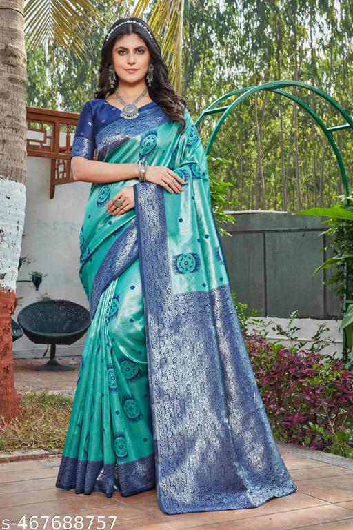 cotton silk jacquard saree with unstitched blouse - amamestyle