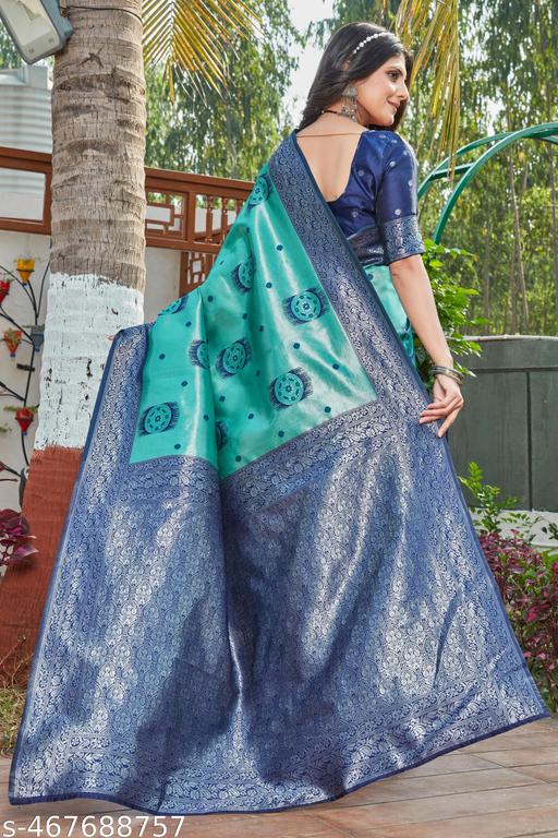 cotton silk jacquard saree with unstitched blouse - amamestyle