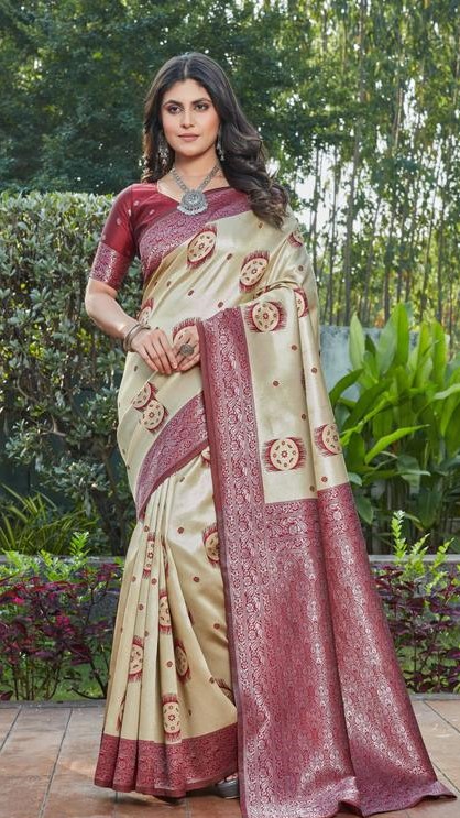 cotton silk jacquard saree with unstitched blouse