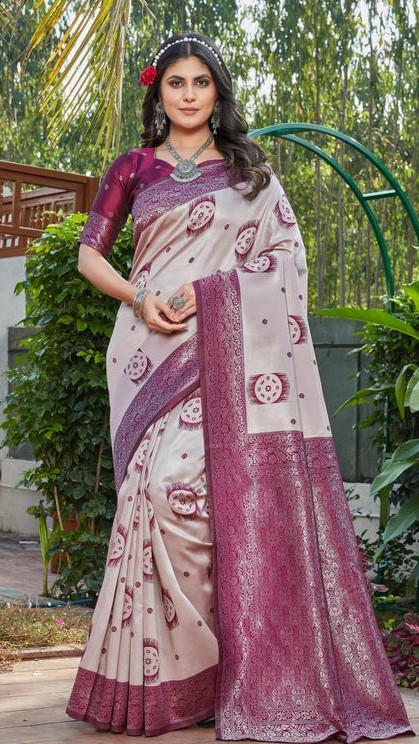cotton silk jacquard saree with unstitched blouse