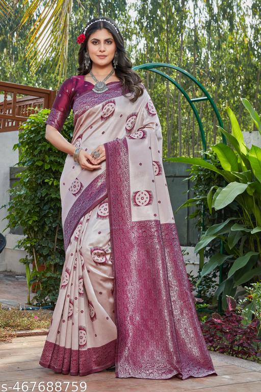 cotton silk jacquard saree with unstitched blouse - amamestyle