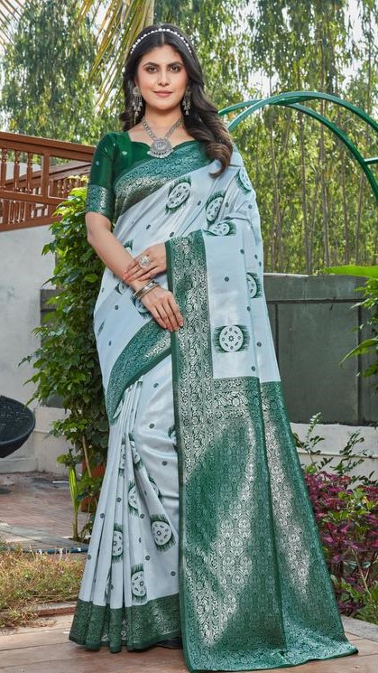 cotton silk jacquard saree with unstitched blouse
