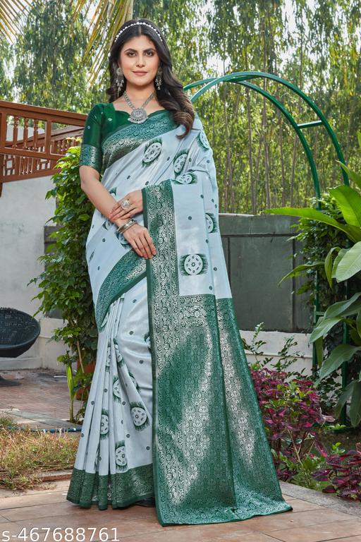 cotton silk jacquard saree with unstitched blouse - amamestyle