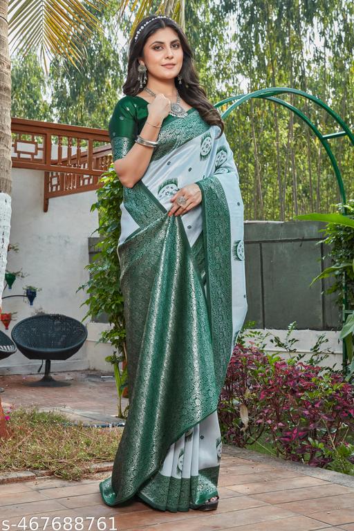cotton silk jacquard saree with unstitched blouse - amamestyle