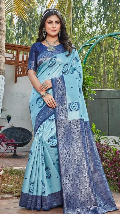 cotton silk jacquard saree with unstitched blouse