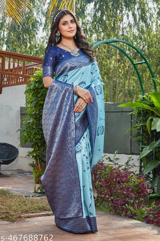 cotton silk jacquard saree with unstitched blouse - amamestyle