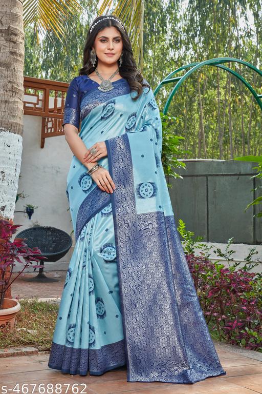 cotton silk jacquard saree with unstitched blouse - amamestyle