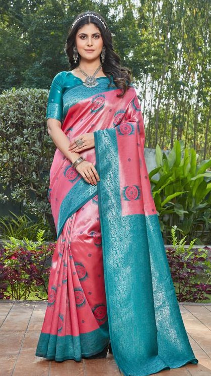 cotton silk jacquard saree with unstitched blouse