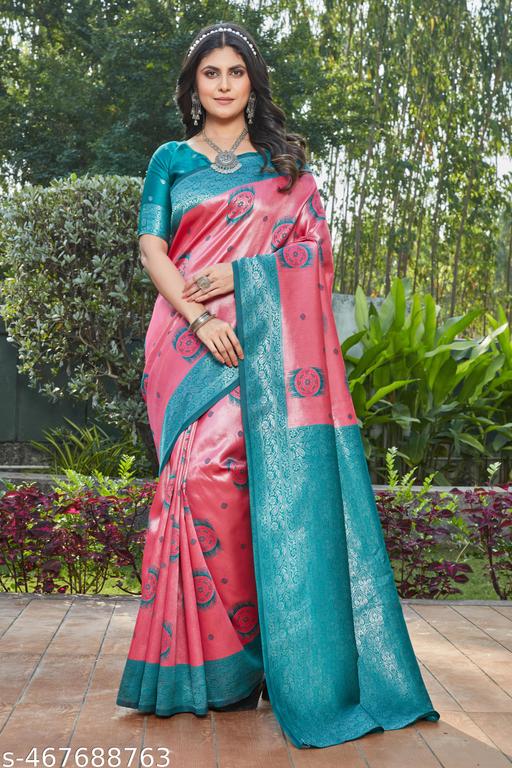 cotton silk jacquard saree with unstitched blouse - amamestyle