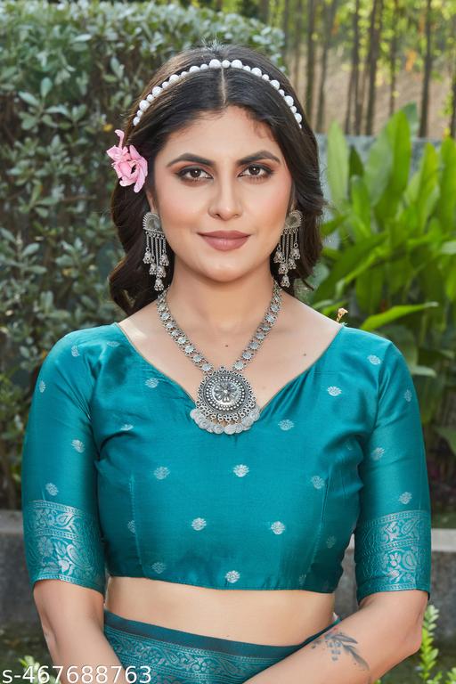 cotton silk jacquard saree with unstitched blouse - amamestyle