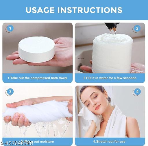 Compressed Bath Towel Pure Cotton Portable Dispossable Magic Towel Hypoallergenic Dehydrated Expandable Dispossable Portable Soft Cotton Bathfor Camping Traveling Hiking Towels (1 PCS) - Pocketbuy