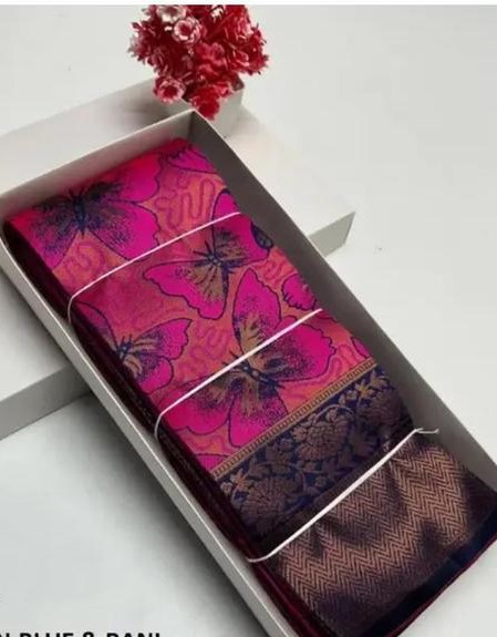 EAUTIFUL RICH PALLU & JACQUARD WORK ON ALL OVER  SAREE WITH BLOUSE PIECE