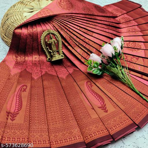 Beautiful Art Silk Jacquard Border Saree With Unstitched Running Blouse For Women Wedding Wear Party - amamestyle