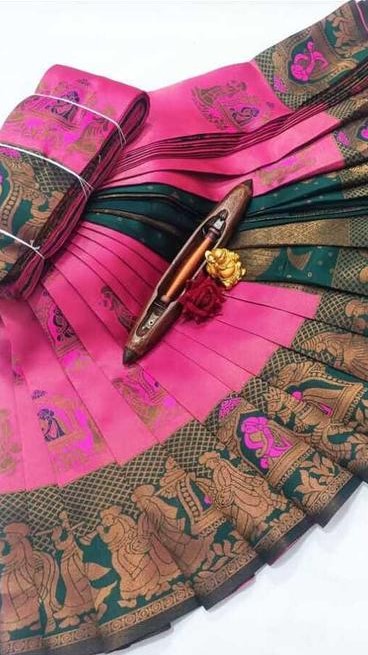 Beautiful Art Silk Jacquard Border Saree With Unstitched Running Blouse For Women Wedding Wear Party
