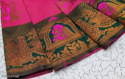 Beautiful Art Silk Jacquard Border Saree With Unstitched Running Blouse For Women Wedding Wear Party - amamestyle