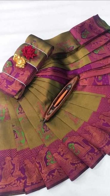 Beautiful Art Silk Jacquard Border Saree With Unstitched Running Blouse For Women Wedding Wear Party