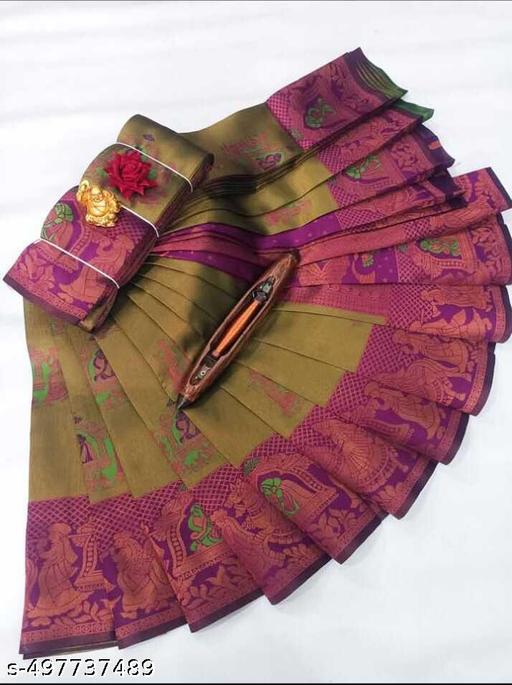 Beautiful Art Silk Jacquard Border Saree With Unstitched Running Blouse For Women Wedding Wear Party - amamestyle