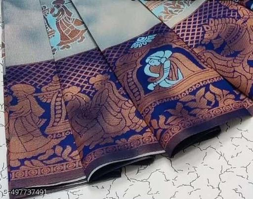 Beautiful Art Silk Jacquard Border Saree With Unstitched Running Blouse For Women Wedding Wear Party - amamestyle