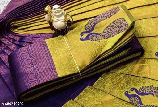 Beautiful Kanjeevaram Silk Big Border Zari Work Woven Sarees with Blouse Piece.. - amamestyle