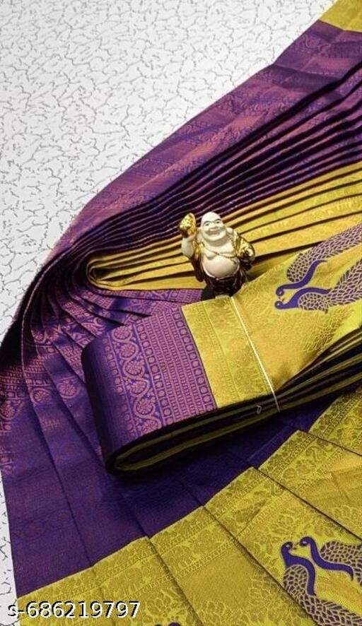 Beautiful Kanjeevaram Silk Big Border Zari Work Woven Sarees with Blouse Piece.. - amamestyle