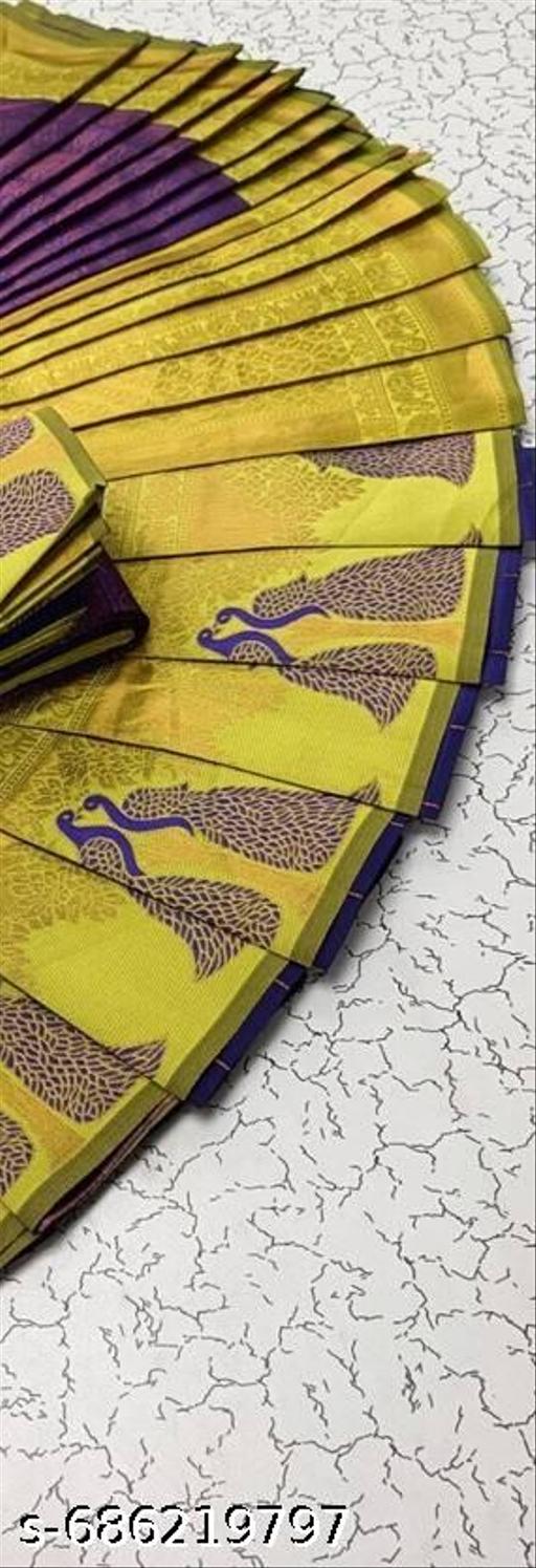 Beautiful Kanjeevaram Silk Big Border Zari Work Woven Sarees with Blouse Piece.. - amamestyle