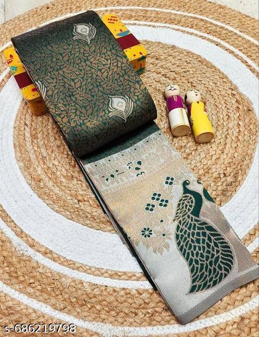 Beautiful Kanjeevaram Silk Big Border Zari Work Woven Sarees with Blouse Piece.. - amamestyle