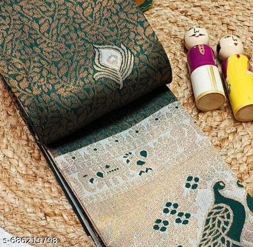 Beautiful Kanjeevaram Silk Big Border Zari Work Woven Sarees with Blouse Piece.. - amamestyle