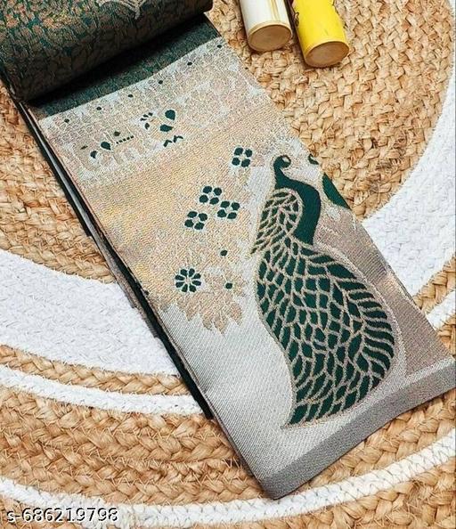 Beautiful Kanjeevaram Silk Big Border Zari Work Woven Sarees with Blouse Piece.. - amamestyle