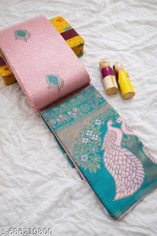 Beautiful Kanjeevaram Silk Big Border Zari Work Woven Sarees with Blouse Piece.. - amamestyle